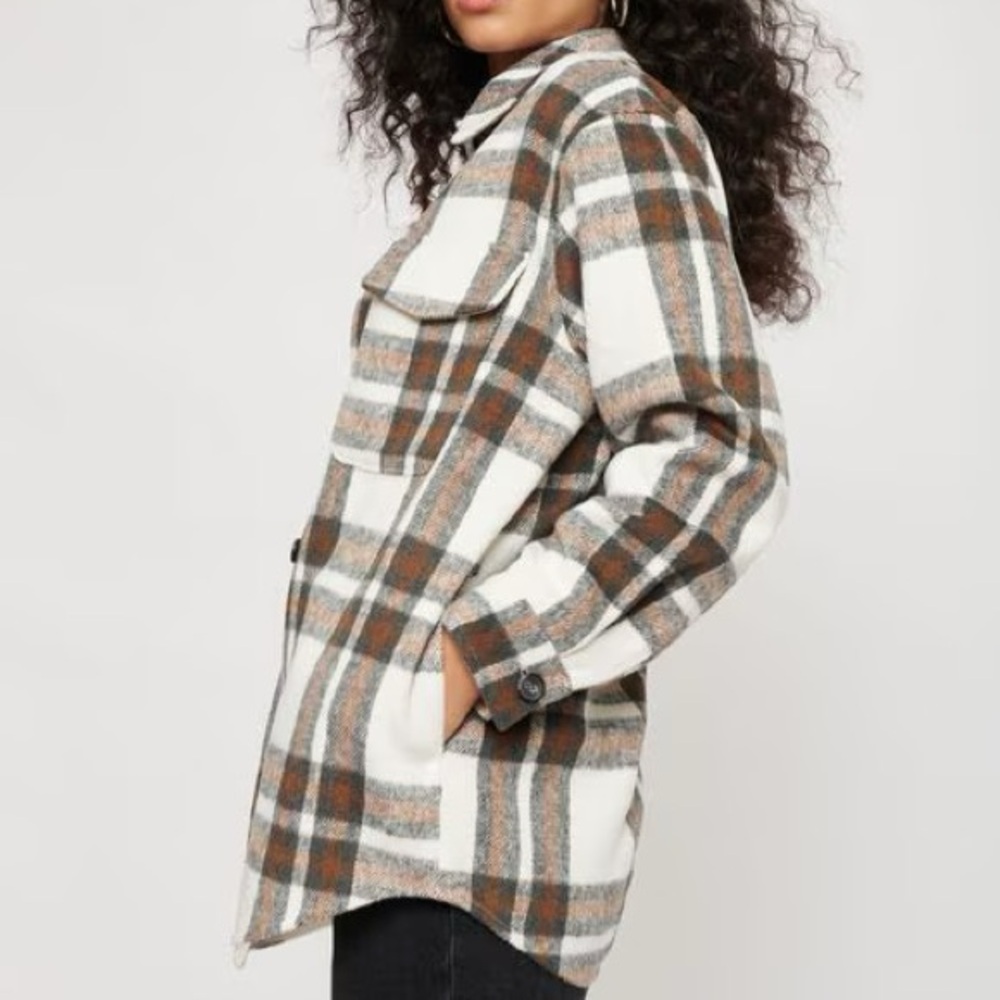 Plaid Button-Up Shacket - Picture 2 of 3